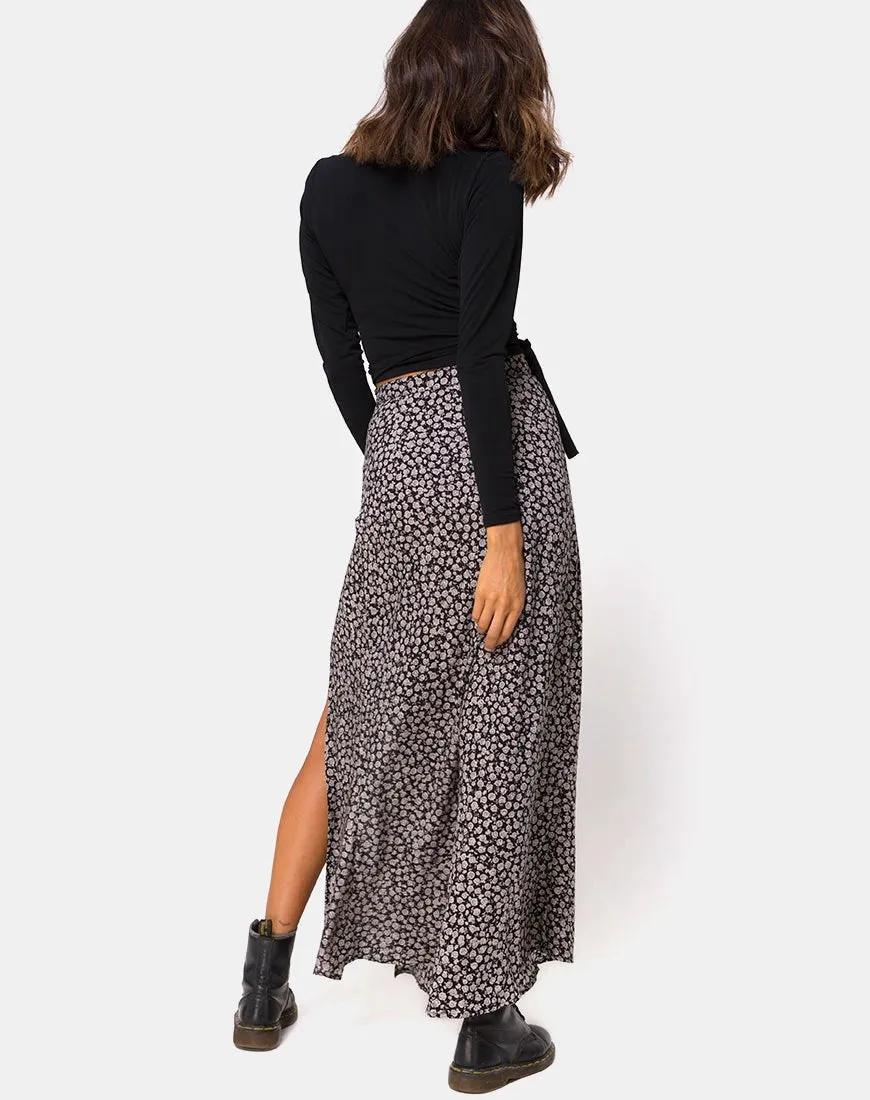 Shayk Maxi Skirt in Ditsy Rose Black