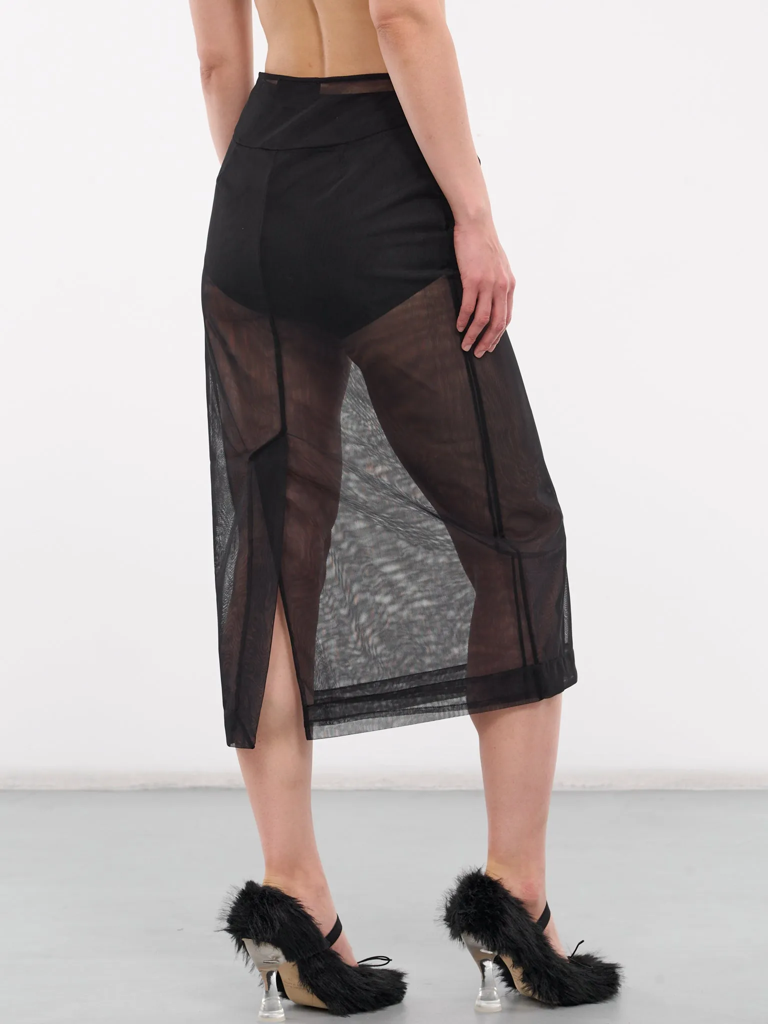 Sheer Tulle Pencil Skirt (3124-0069-BLACK)