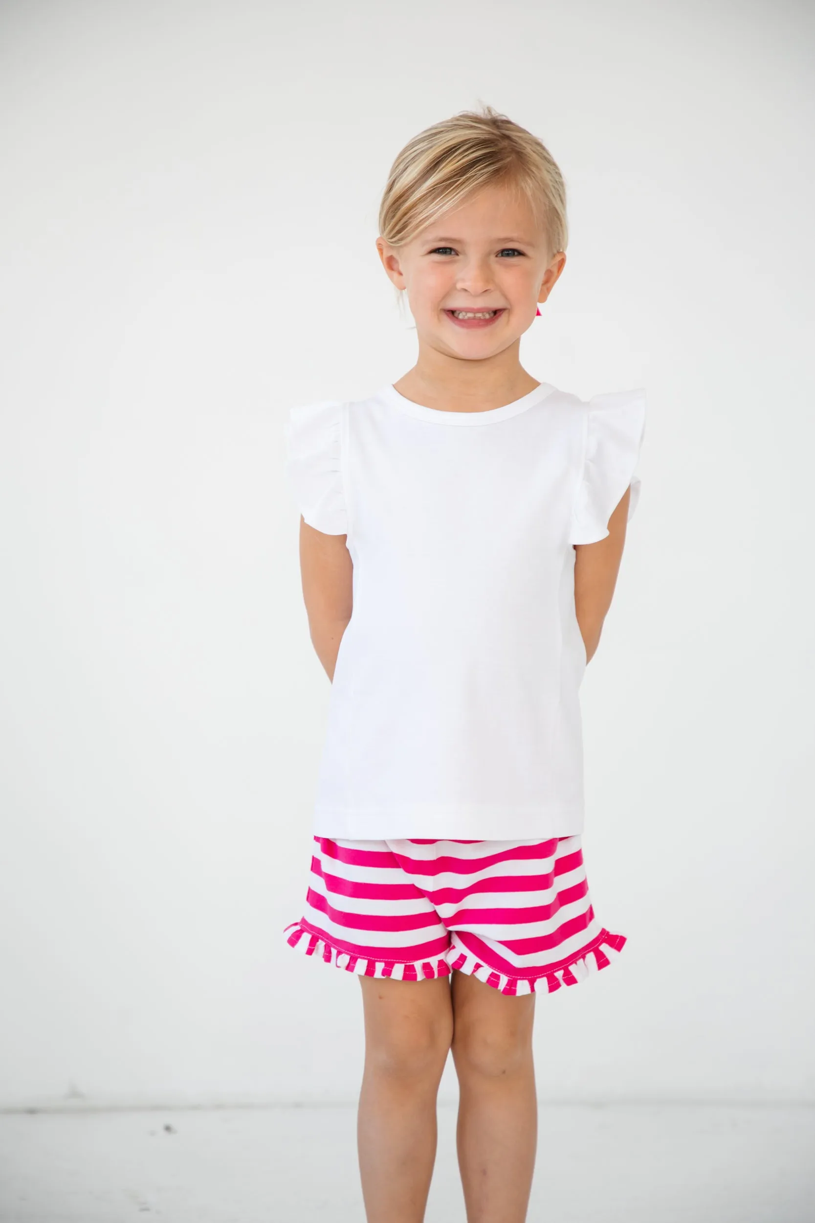 Stripe Knit Ruffle Shorts