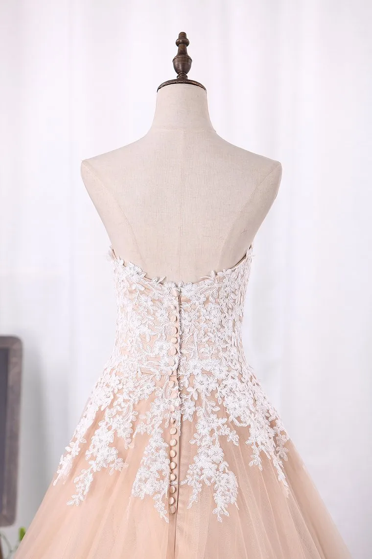 Sweetheart A Line Wedding Dresses With Applique