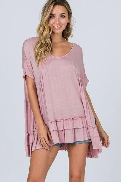 Tiered Ruffle Detail Relaxed Top