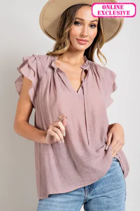 TIERED RUFFLE SLEEVE SHORT SLEEVE BLOUSE