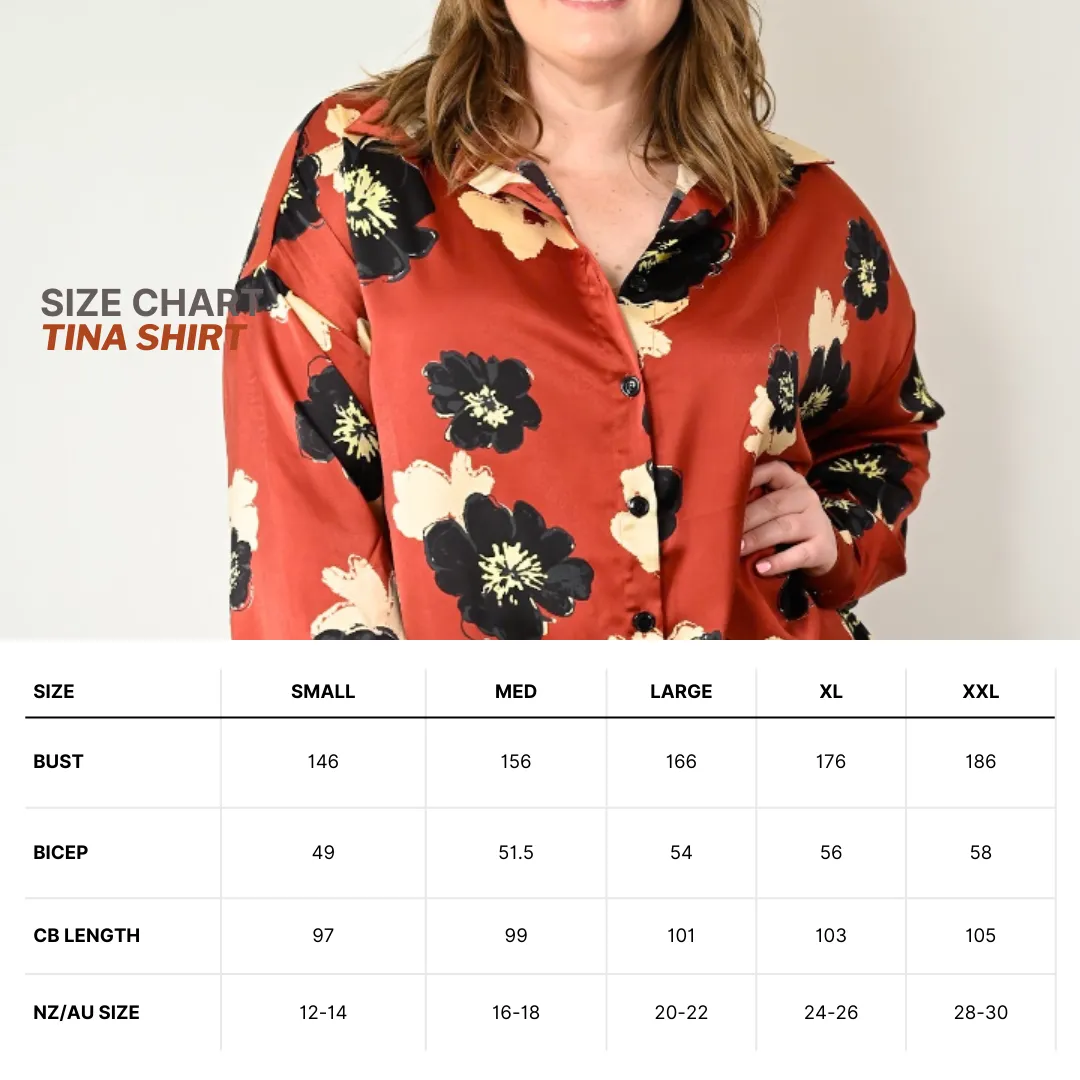 Tina Shirt - Burgandy floral