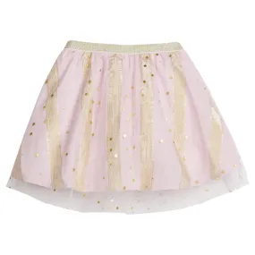 Tulle Circle Skirt - Pink Metallic Stripes and Stars