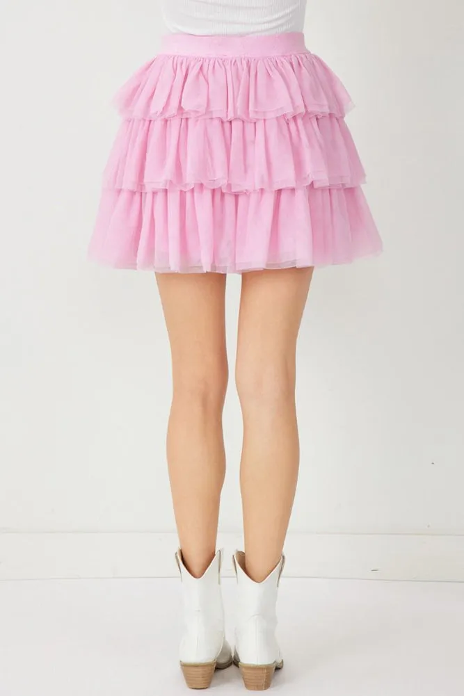 Tulle Mini Skirt in Blush by Entro