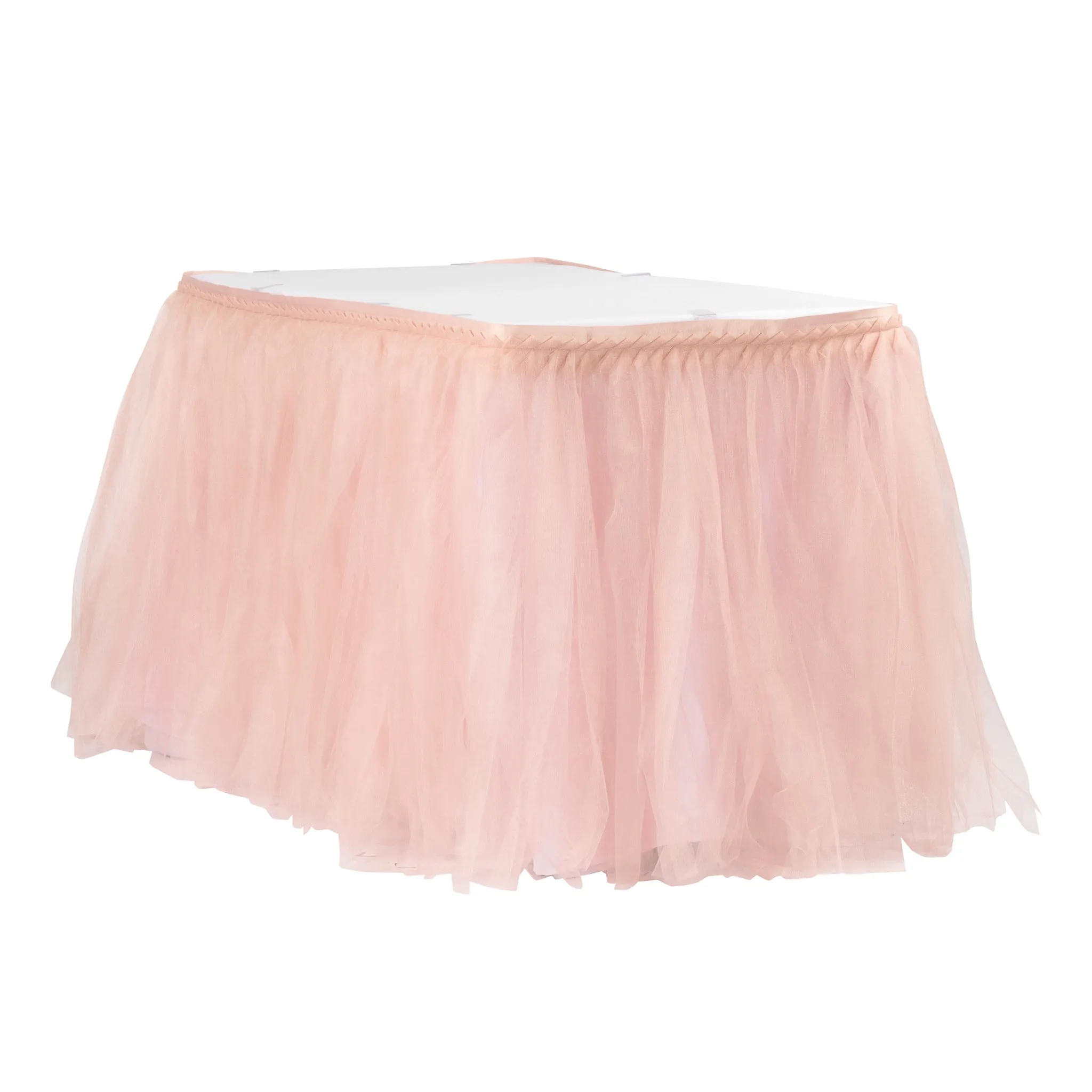 Tulle Tutu 17ft Table Skirt - Blush/Rose Gold