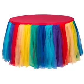 Tulle Tutu 17ft Table Skirt - Rainbow