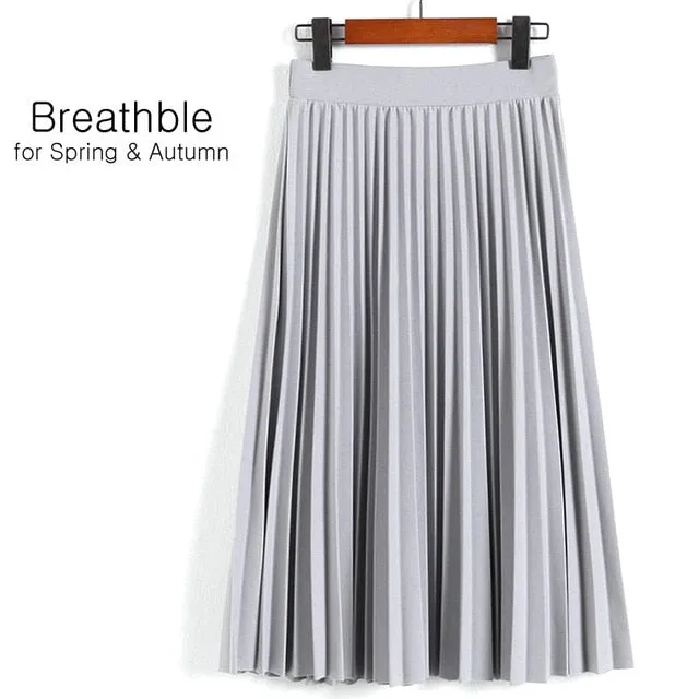 VenusFox Fashion High Waist Pleated Elastic Skirt