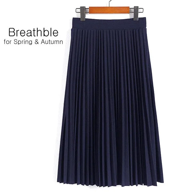 VenusFox Fashion High Waist Pleated Elastic Skirt