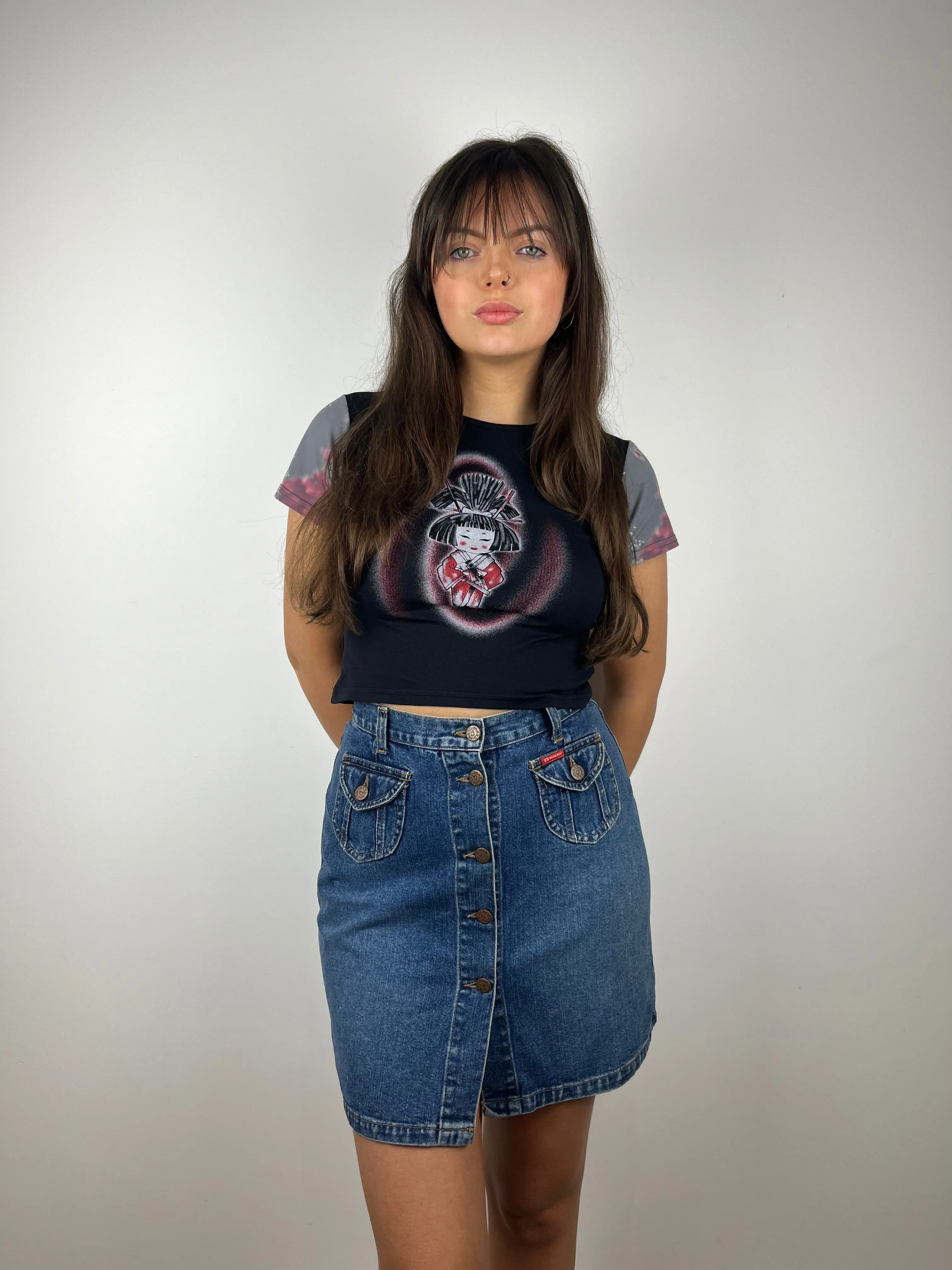 Vintage Y2K Button Up Denim Skirt