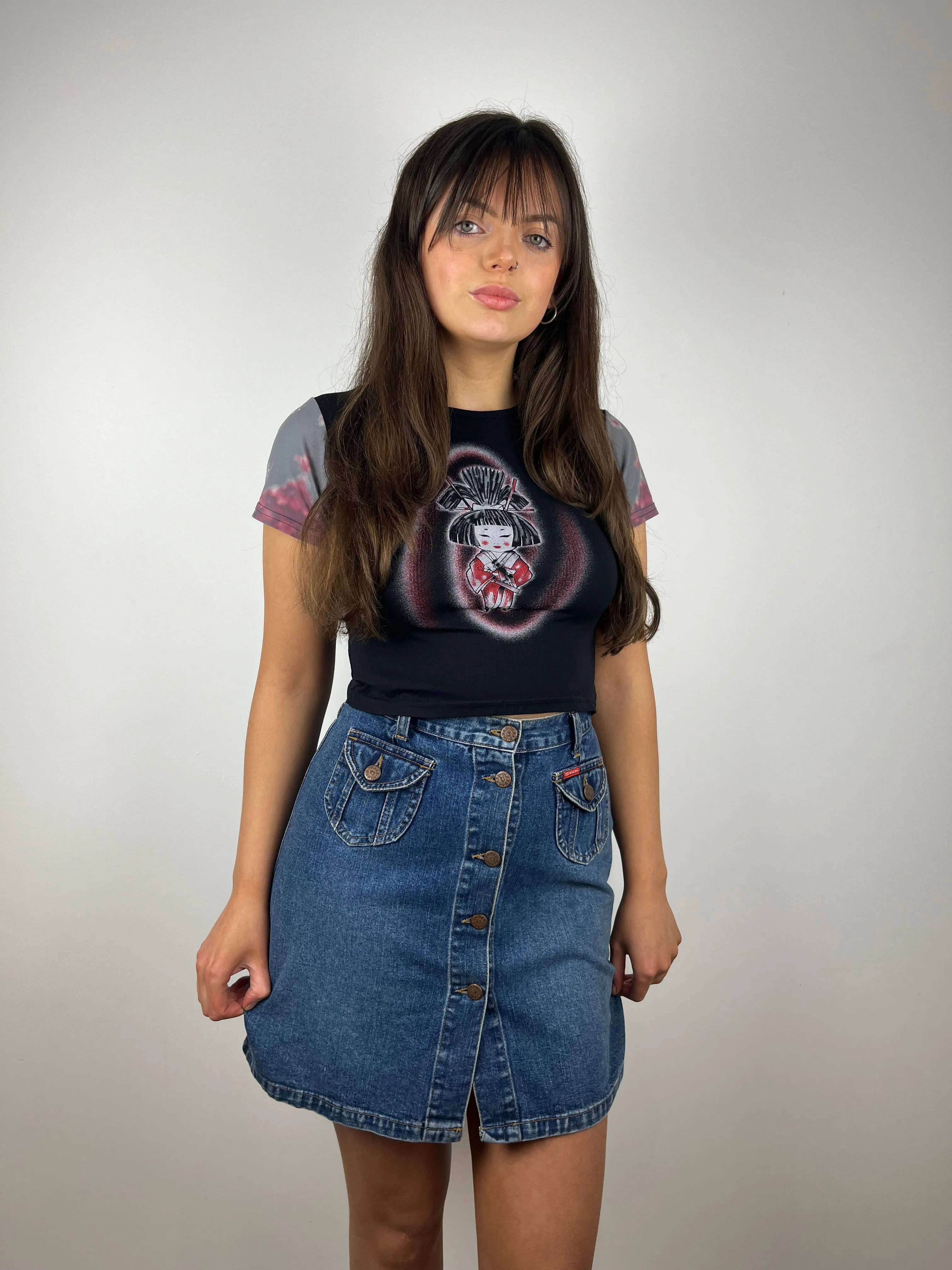 Vintage Y2K Button Up Denim Skirt