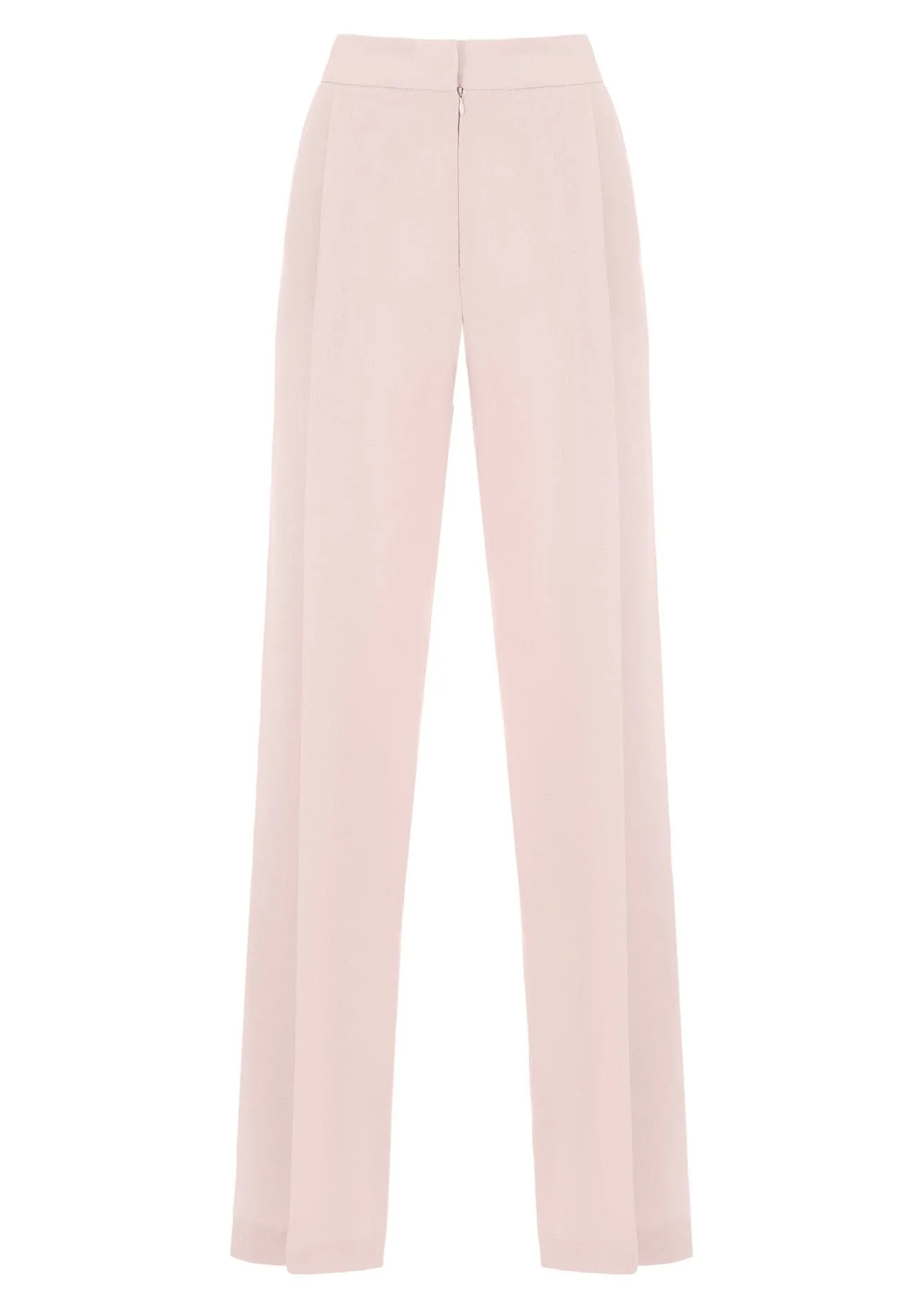 Wide-Legged Front Pleat Crepe Trousers