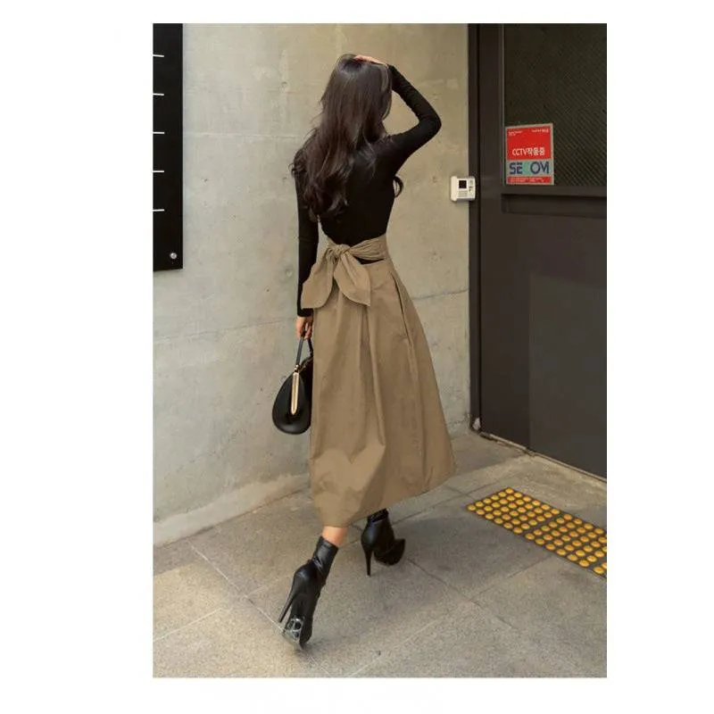 Wild High Waist Bow Slim Skirts