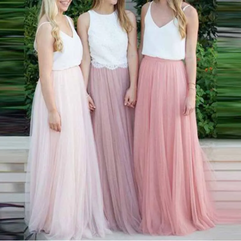 Women Full Length Elastic Pleated Maxi Chiffon Long Tutu Skirt